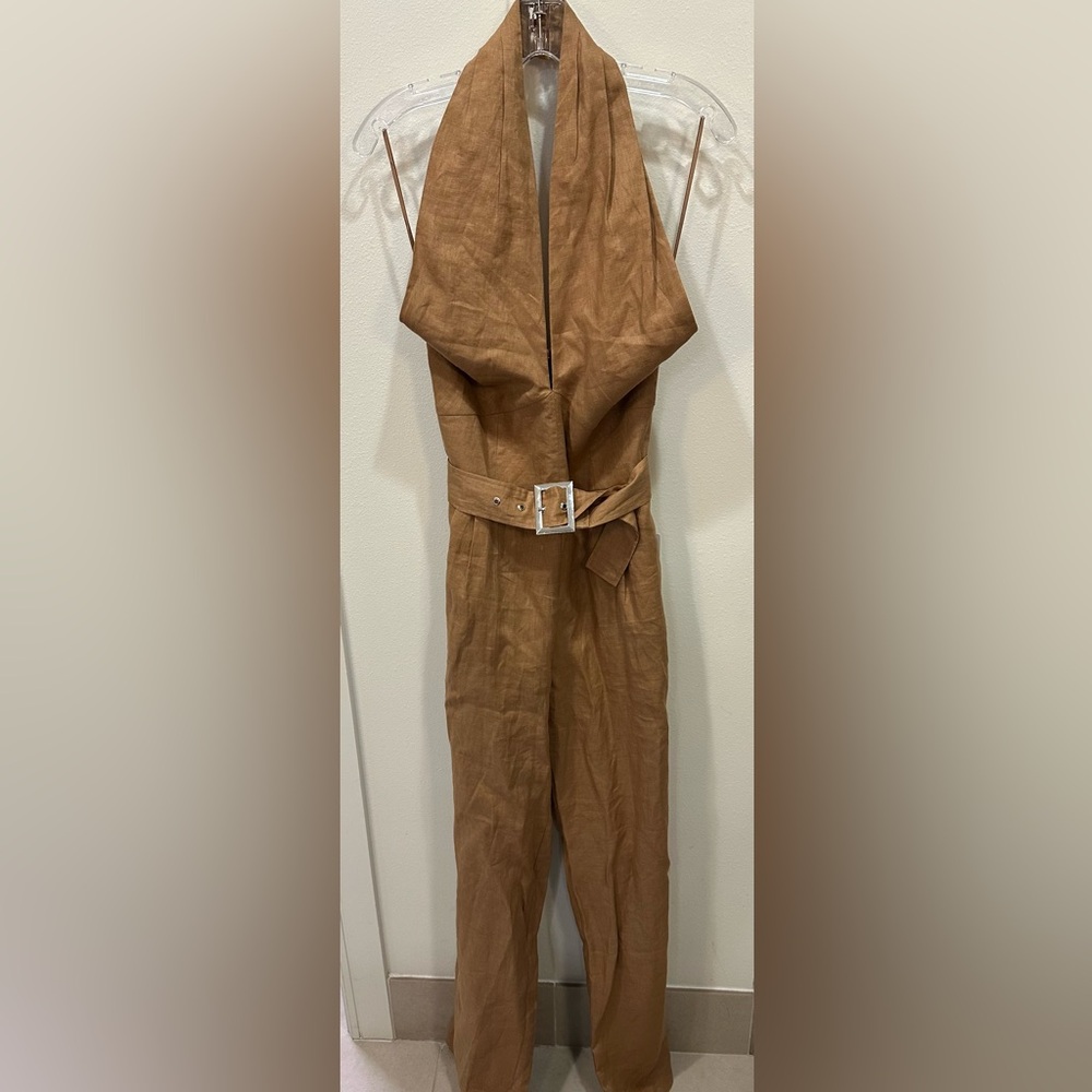 Chic Brown Belted Jumpsuit